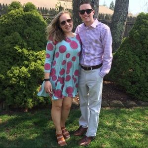 Long sleeved patterned swing dress